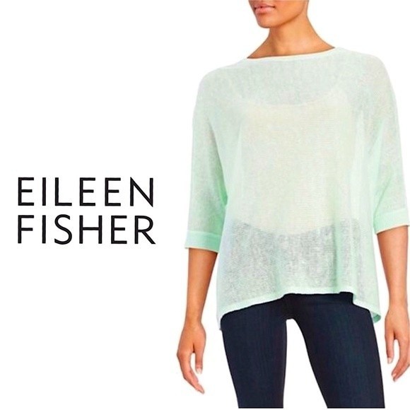 Eileen Fisher Sweaters - Eileen Fisher Organic Linen Open Knit Top M Boxy Slouchy Dolman Sleeve Sweeter